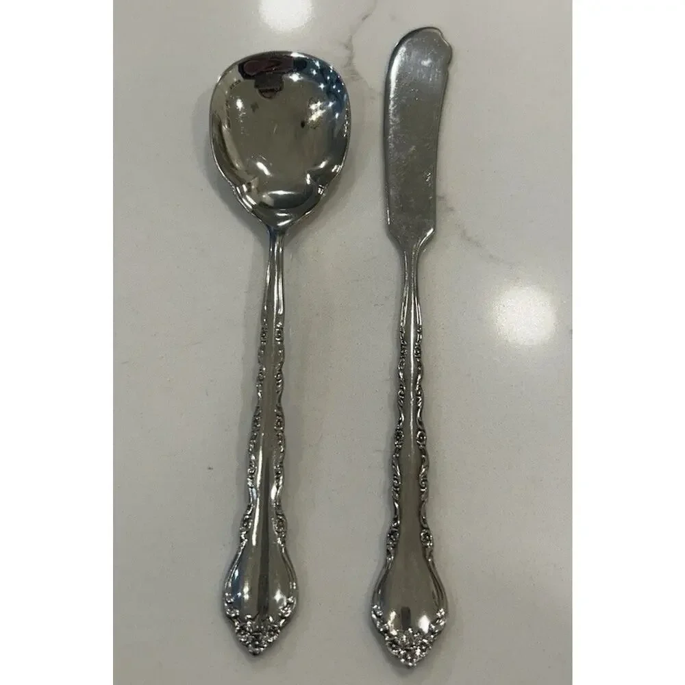 Vtg International GIGI Stainless 1972 Deluxe Flatware Sugar Spoon Butter Knife